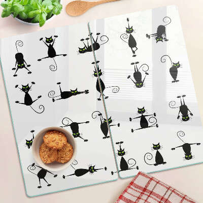 Planche à découper verre Chats noirs aux yeux verts