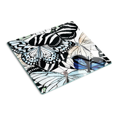Planche à découper en verre Motif papillon de différentes couleurs