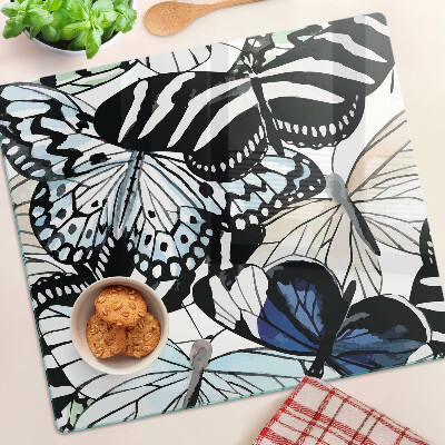 Planche à découper en verre Motif papillon de différentes couleurs
