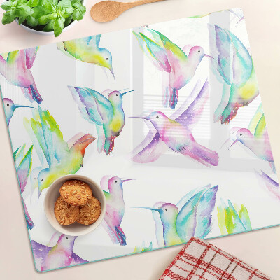 Planche à découper verre Colibris à l'aquarelle