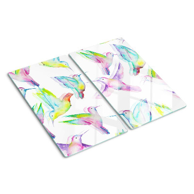 Planche à découper verre Colibris à l'aquarelle