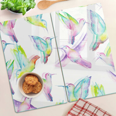 Planche à découper verre Colibris à l'aquarelle