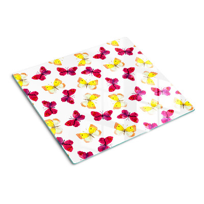 Planche à découper verre Motif papillon aux couleurs printanières