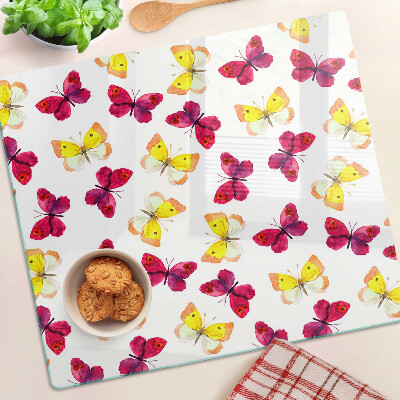 Planche à découper verre Motif papillon aux couleurs printanières
