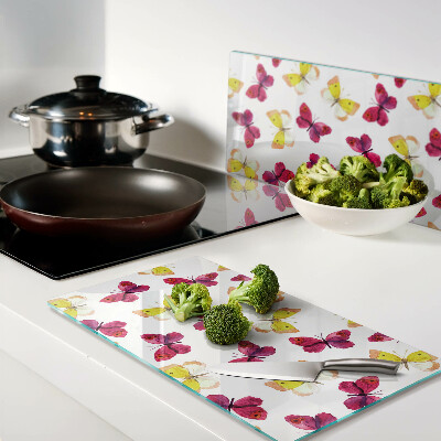 Planche à découper verre Motif papillon aux couleurs printanières