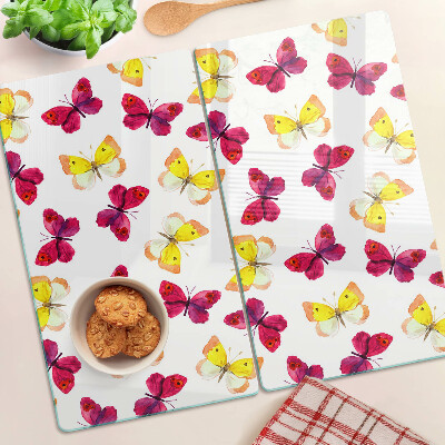 Planche à découper verre Motif papillon aux couleurs printanières