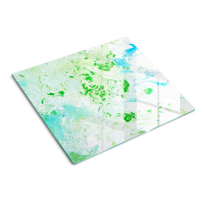 Planche à découper en verre Tourbillons abstraits en vert et bleu