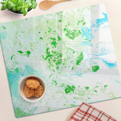 Planche à découper en verre Tourbillons abstraits en vert et bleu