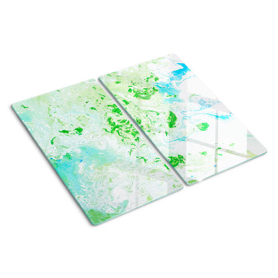 Planche à découper en verre Tourbillons abstraits en vert et bleu