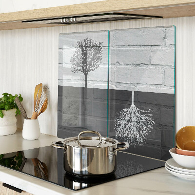 Planche à découper en verre Arbre sur fond de briques