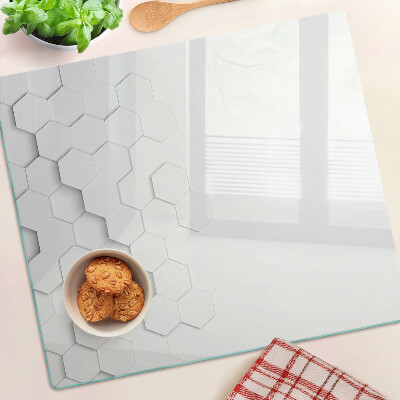 Planche à découper en verre Hexagones en nuances de gris