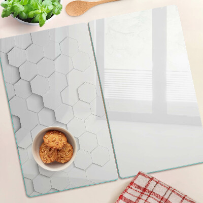 Planche à découper en verre Hexagones en nuances de gris