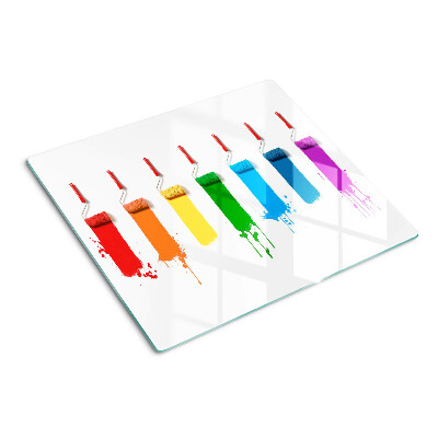 Planche à découper en verre Un arc-en-ciel de peintures dans les pinceaux