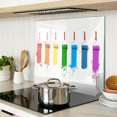 Planche à découper en verre Un arc-en-ciel de peintures dans les pinceaux