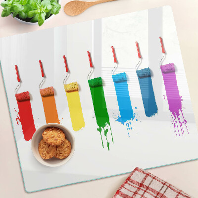 Planche à découper en verre Un arc-en-ciel de peintures dans les pinceaux
