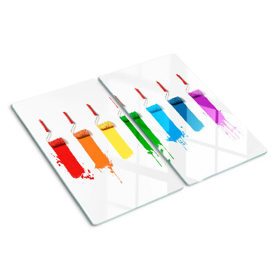 Planche à découper en verre Un arc-en-ciel de peintures dans les pinceaux