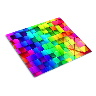 Planche à découper verre Carrés arc-en-ciel dans une mosaïque