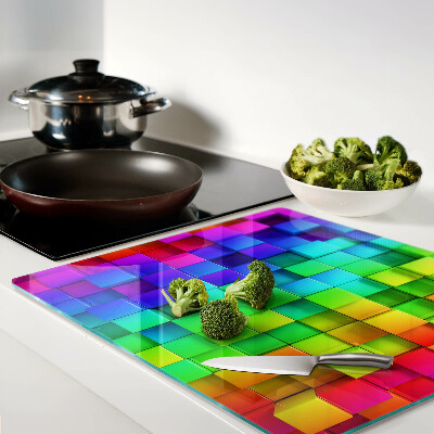 Planche à découper verre Carrés arc-en-ciel dans une mosaïque