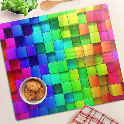 Planche à découper verre Carrés arc-en-ciel dans une mosaïque