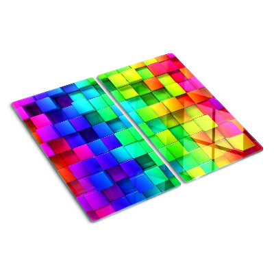 Planche à découper verre Carrés arc-en-ciel dans une mosaïque