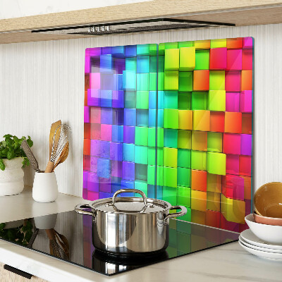 Planche à découper verre Carrés arc-en-ciel dans une mosaïque