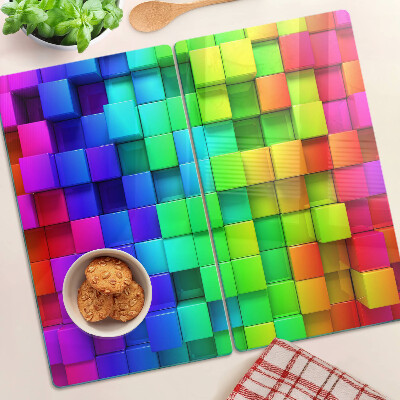 Planche à découper verre Carrés arc-en-ciel dans une mosaïque