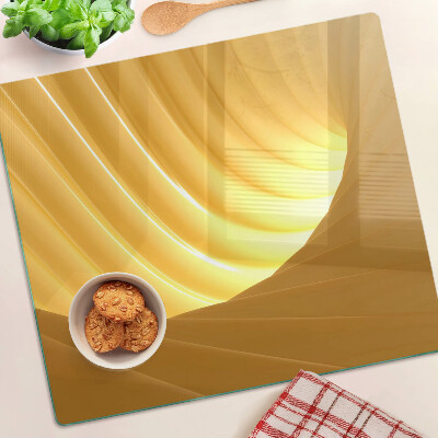 Planche à découper verre Vagues et fenêtres dorées