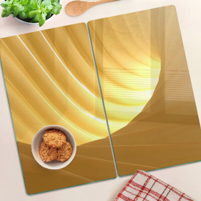 Planche à découper verre Vagues et fenêtres dorées