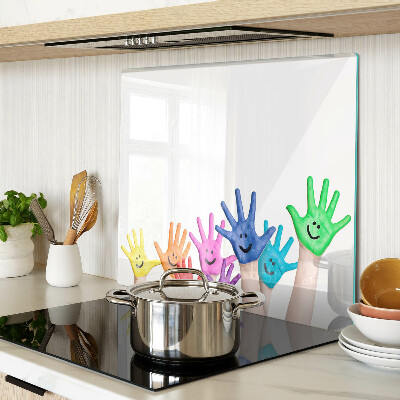 Planche à découper en verre Mains souriantes colorées