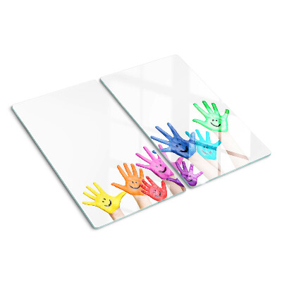 Planche à découper en verre Mains souriantes colorées