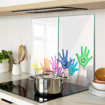 Planche à découper en verre Mains souriantes colorées