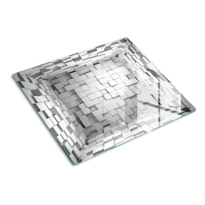Planche à découper en verre Mosaïque grise et blanche