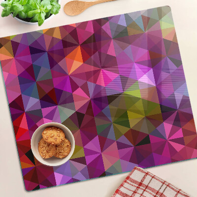Planche à découper en verre Géométrie dans les tons de rose et de violet
