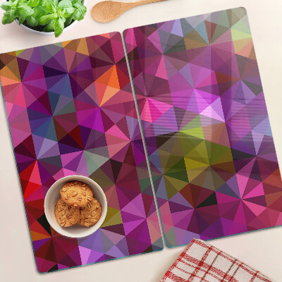 Planche à découper en verre Géométrie dans les tons de rose et de violet