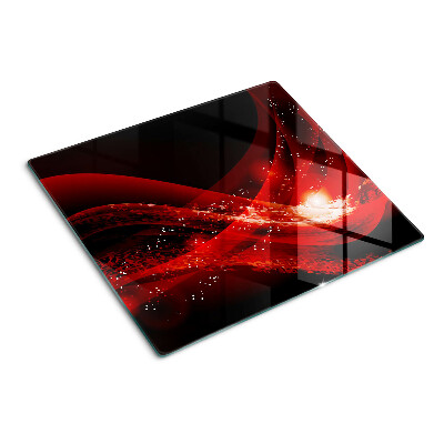 Planche à découper verre Ondes rouges avec effet lumineux