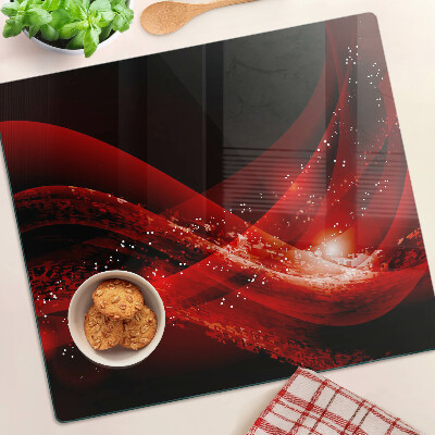 Planche à découper verre Ondes rouges avec effet lumineux
