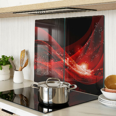 Planche à découper verre Ondes rouges avec effet lumineux