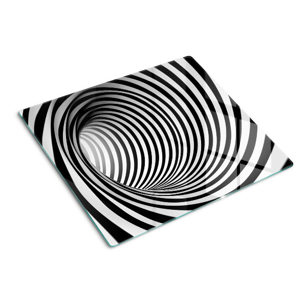 Planche à découper en verre Motif en spirale dans les tons de noir et blanc