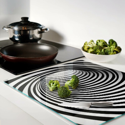 Planche à découper en verre Motif en spirale dans les tons de noir et blanc