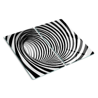 Planche à découper en verre Motif en spirale dans les tons de noir et blanc