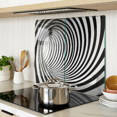 Planche à découper en verre Motif en spirale dans les tons de noir et blanc