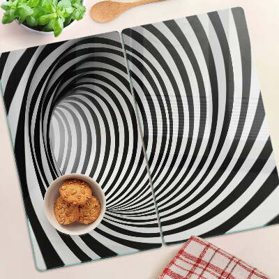 Planche à découper en verre Motif en spirale dans les tons de noir et blanc