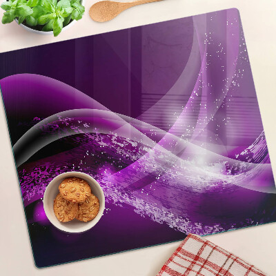 Planche à découper en verre Vagues violettes avec effet lumineux