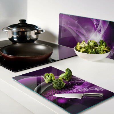 Planche à découper en verre Vagues violettes avec effet lumineux