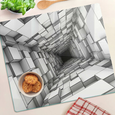 Planche à découper en verre Labyrinthe de cubes 3D
