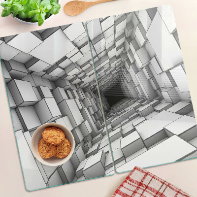 Planche à découper en verre Labyrinthe de cubes 3D