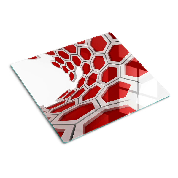 Planche à découper verre Motif hexagonal dans les tons de rouge