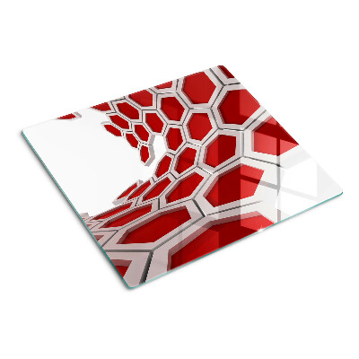 Planche à découper verre Motif hexagonal dans les tons de rouge