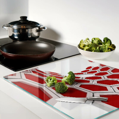 Planche à découper verre Motif hexagonal dans les tons de rouge