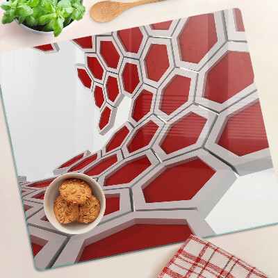 Planche à découper verre Motif hexagonal dans les tons de rouge